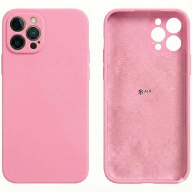 Imagem de Capa de Silicone Premium para iPhone 12 Pro – Case Aveludada por Dentro com Proteção de Câmera e Toque Macio (ROSA IOGURTE)