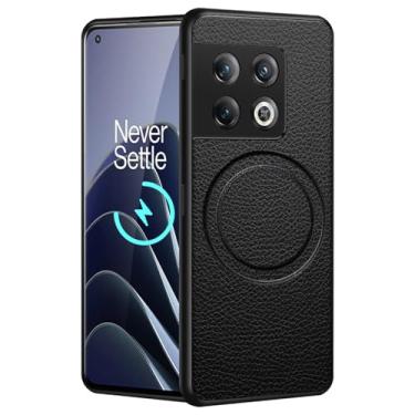 Imagem de MeiyueEr Capa para Oneplus 10 Pro, [compatível com Mag Safe] Capa magnética de couro premium fina à prova de choque projetada para Oneplus 10 Pro (preto)