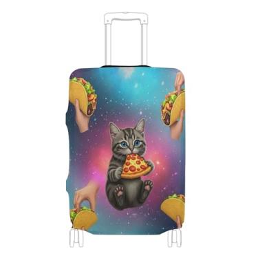 Imagem de Joisal Identifiers Capa de mala personalizada protetora de bagagem gato fofo pizza taco céu estrelado viagem férias essenciais, P, serve para capa de 45 a 50 cm, Cute Cat Pizza Taco Starry Sky, XL 29