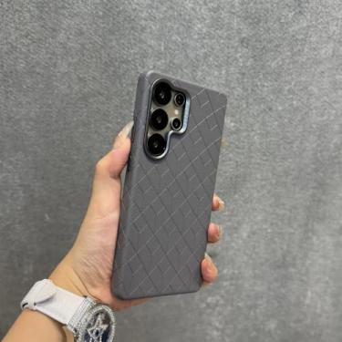 Imagem de Capa de couro com cordão e alça de pulso para Samsung Galaxy S23 Ultra S24 S25 Plus com lente de metal, para homens e mulheres, cinza escuro, DanKe, para Galaxy S23