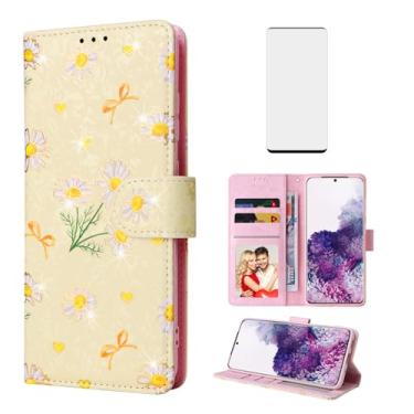 Imagem de Asuwish Capa de celular para Samsung Galaxy S20 5G 15.7 cm carteira celular com protetor de tela de vidro temperado bloqueio RFID porta-cartão flor slot suporte S 20 20S UW S2O G5 mulheres homens