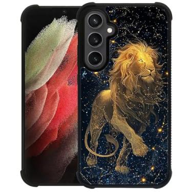 Imagem de FKBRCL4U Capa para Samsung Galaxy S23 FE, design gráfico para menina menino silicone macio acrílico proteção contra choque projetada para Samsung Galaxy S23 FE fantasia leão dourado estrela céu padrão