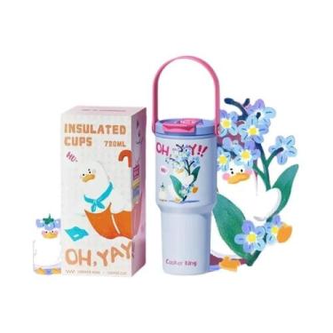 Imagem de Caneca Térmica De Aço Inoxidável Com Desenho Animado, Alça, Canudo À P