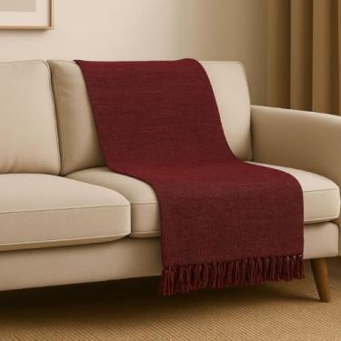 Imagem de Manta para Sofá Gigante，Manta para Sofá Grande 3,00m x 1,80m – Proteção Prática e Toque Decorativo em Algodã(Vinho Mesclado)