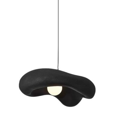 Imagem de Luminária pendente nórdica moderna em resina, com 1 lâmpada, estilo minimalista, ideal para escadas, bares, bancadas, salas de estar e jantar, e decoração de casa. Lâmpadas LED em resina.