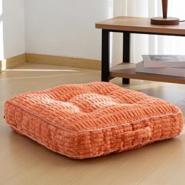 Imagem de Almofada lavável de chão para adultos, almofada de meditação, capa de veludo cotelê removível tufada, grande para sala de estar ou ioga, 55 x 55 cm, lavável na máquina