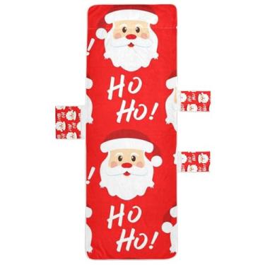 Imagem de Capas para espreguiçadeiras vermelhas de Natal, Papai Noel, toalha de cadeira, praia, piscina, espreguiçadeira, lavável, 203 x 76 cm