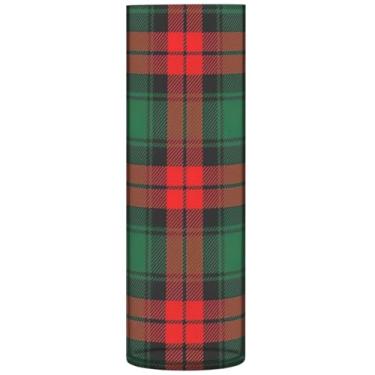 Imagem de Vaso de flores de cilindro xadrez verde vermelho xadrez decorativo grande vaso bonito personalizado exclusivo vasos para decoração de casa, 30 cm x 9,9 cm