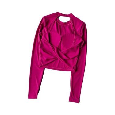 Imagem de Camisa De Yoga Feminina De Manga Longa Sem Costas, Top Esportivo Sexy 