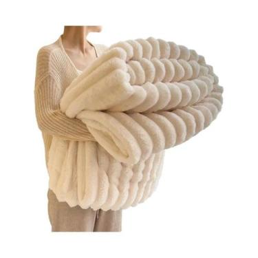 Imagem de Cobertor Macio E Quente De 250GSM, Cobertor Decorativo Listrado Para S
