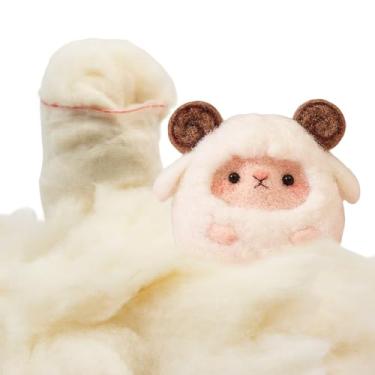 Imagem de Enchimento de lã orgânica natural para animais de pelúcia, enchimento de lã premium hipoalergênico para travesseiros, almofadas, feltragem de agulha, brinquedos de bebê, super limpo e pré-lavado