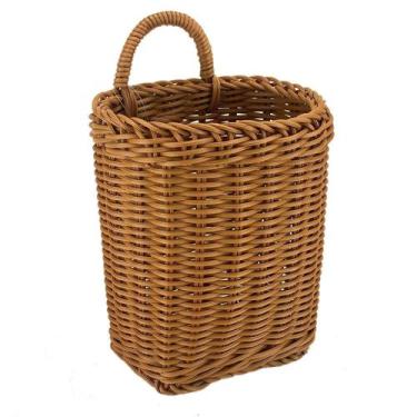 Imagem de Cesto Tramado Tipo Vime Marrom Multiuso Alça Pendurar 23X15 - Livon
