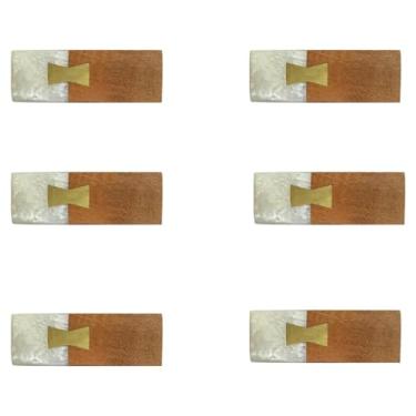 Imagem de Perilla Home Conjunto de 6 puxadores de acrílico e madeira para armários e gavetas retangulares decorativos (6,3 cm C x 0,75 cm C x 1 A) puxadores para ferragens de cozinha doméstica armário porta