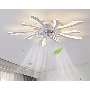Imagem de Ventilador de teto com lâmpada, ventilador de teto moderno para quarto, silencioso, com cúpula de acrílico, para sala de estar, com 5 pás e luzes LED, ideal para sala de jantar, escritório,
