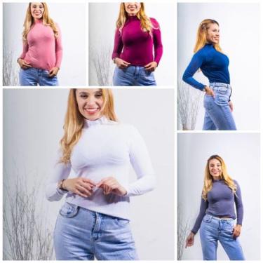 Imagem de Kit 5 Blusa básica feminina cacharrel/gola alta - GK TODA BELA, Rose v