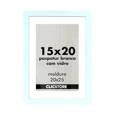 Imagem de Kit 5 Molduras 15x20cm Quadro Vidro Paspatur Branco Porta Retrato Foto Fotografia Parede Madeira Cabeceira Quarto Sala C