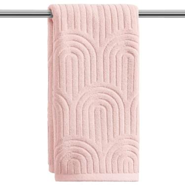 Imagem de Artoid Mode 1 peça de toalhas de mão rosa 3D arqueadas jacquard para banheiro, 100% algodão macio absorvente toalha de decoração de banheiro, 14,7 x 29,5 polegadas