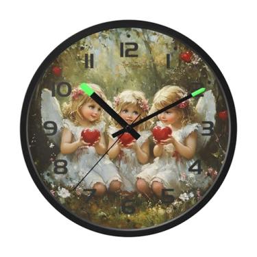 Imagem de SEHANY Lindo relógio de parede anjo silencioso sem tique-taque relógio redondo operado por bateria 30 cm controle de som luz noturna relógios de parede para sala de estar, cozinha, quarto, escritório