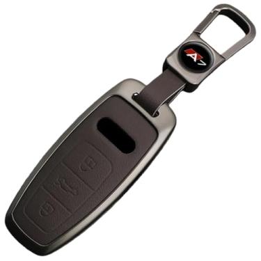 Imagem de Capa de chaveiro compatível com Audi A7 S7 RS7 Sportback 2018 2019 2023 Sline Capa de couro de liga de zinco para chave de carro Protetor de controle remoto Acessórios automotivos(D-brown keychain)