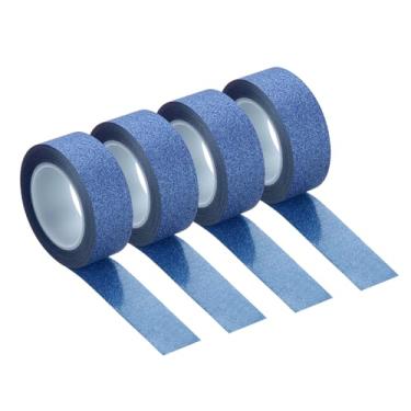 Imagem de 4 unidades de 1,5 cm x 11 metros fita washi com glitter azul escuro fita adesiva com glitter fita adesiva adesiva para decoração de festivais, scrapbooking, planejador, faça você mesmo