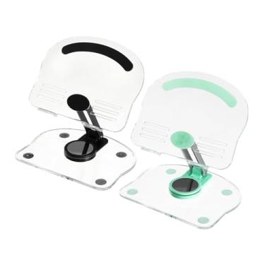Imagem de PATIKIL 2 peças de suporte de acrílico para tablet, suporte de acrílico ajustável, dobrável, portátil, transparente, com base giratória de 360 graus para presentes femininos, verde e preto