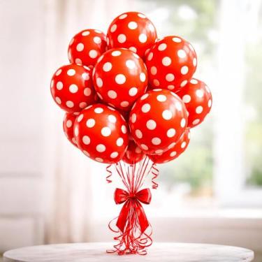 Imagem de Bexigas Balão Decoração Minnie Festa Bolinhas brancas 25/200 - happy D