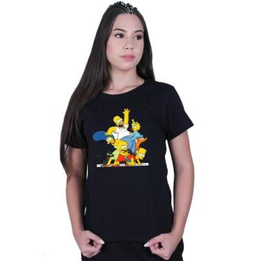 Imagem de Camiseta Baby Look Feminina The Simpsons Family, Preto, M
