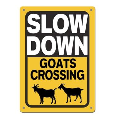 Imagem de Sinal de desaceleração, placas de desaceleração para bairros, placas de cruzamento de cabras, sinal de metal de alumínio de 20 x 30 cm