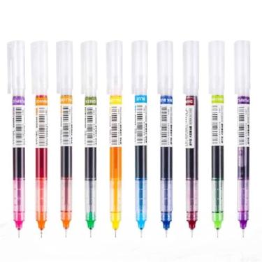 Imagem de VEVEL 10 canetas de gel tipo agulha, caneta esferográfica líquida reta, artigos de papelaria kawaii, material escolar, material de escritório (cor, 0,3)