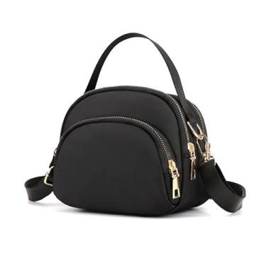 Imagem de Bolsa pequena para senhoras, bolsa crossboby feminina, bolsa de mão de nylon, bolsa acolchoada, Preto, Casual
