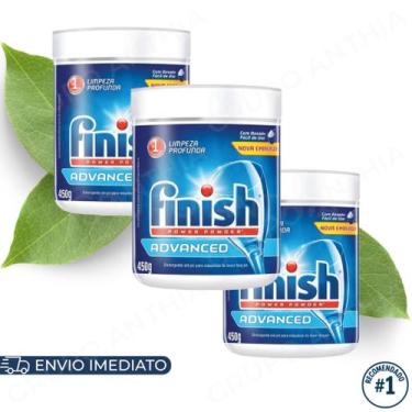 Imagem de Kit Finish Detergente em Pó para Lava Louças 450g Original Limpeza Pro