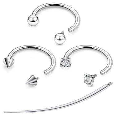 Imagem de Tvalccoy F136 piercing de titânio ferradura septo nariz piercing cartilagem hélice daith brincos para mulheres 14 g 14 g calibre 12 mm 1/2