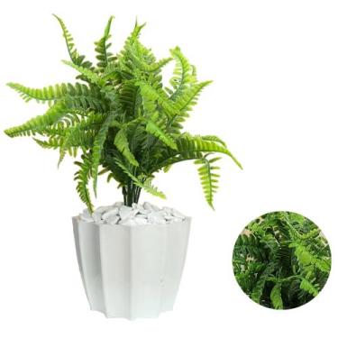 Imagem de Planta Samambaia Artificial Com Vaso Cachepot Decorativo - Intcomerce,
