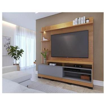 Imagem de Estante Home Theater Ambiente Maceió Com Pés Freijó Cinza Acetinado  C