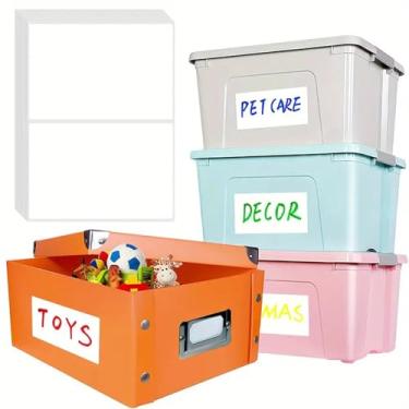 Imagem de 10 etiquetas removíveis de 10 x 15 cm para caixas de armazenamento, adesivos de organização resistentes a rasgos para caixas de plástico, caixas de mudança, uso doméstico e escritório