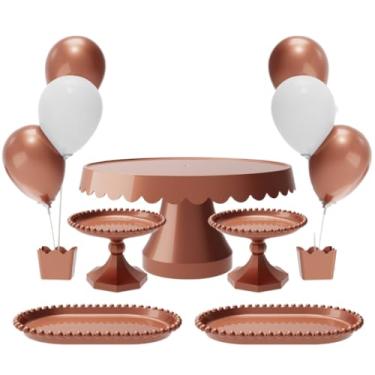 Imagem de Kit com 1 Boleira Plus, 2 Mini Boleira Pérola, 2 Bandeja Pérola e 2 Suporte p/Balões c/ 3 Hastes(RSG - ROSE GOLD)