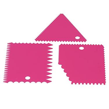 Imagem de Aqur2020 Raspadores de Decoração de Bolo, Conjunto de Plástico de Qualidade Alimentar de 3 Peças para Massa de Geada e Massa, Máquina de Lavar Louça, Ferramentas de Pastelaria Seguras Com (Rosa