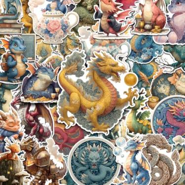 Imagem de Adesivo de dragão mágico, fogo, iluminação, gelo, água, terra, 60 peças adesivos de vinil à prova d'água para capacete, garrafas de água decalques adesivos para diário, laptop, telefone para adultos