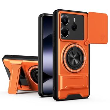 Imagem de SORAKA Capa para Xiaomi Redmi Note 14 5G com suporte,proteção de lente com janela e capa dupla de PC e TPU compatível com suporte magnético para carro
