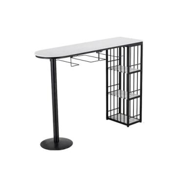 Imagem de Mesa de bar de mármore simples preta para casa lazer leve luxuosa mesa de jantar longa cozinha armário divisória (130 x 40 x 105 cm)
