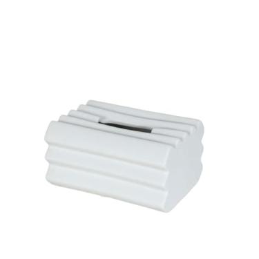 Imagem de Caixa de lenços de cerâmica moderna prática criativa sala de estar mesa de jantar guardanapo dispensador facial ornamentos organizador (branco)