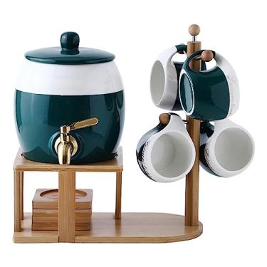 Imagem de x3anggyt5 Jarro de água de grande capacidade para casa, resistente a altas temperaturas, suco de limão, branco frio, conjunto de água com torneira jarra de chá gelada