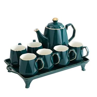 Imagem de x3anggyt5 Jarro de água nórdico simples chaleira fria de cerâmica para uso doméstico com conjunto de xícaras de chá da tarde jarra de chá gelada