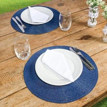 Imagem de KIT 6 PS JOGO AMERICANO SOUSPLAT REDONDO 38cm(mar azul)