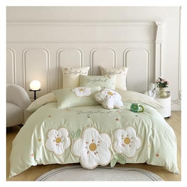 Imagem de x3anggyt5 Conjunto de 4 peças de capa de edredom de algodão com 2 fronhas, fecho de zíper, conjunto de cama de pinho verde de microfibra macia (lençol de cama de 02,1,5 m - 200 x 230 cm)