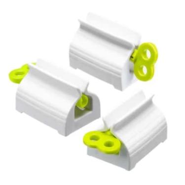 Imagem de Extrator de pasta dentes tubo rolante Assento vertical para Dispenser manual rotativo Prático rolo em ABS Fácil usar Base banheiro cozinha lar