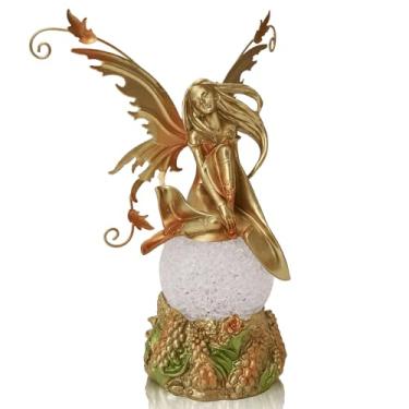 Imagem de FOLKOR LIFE Estátua de fada de resina com luz para decoração de casa, escultura de fada graciosa pintada à mão para sala de estar, quarto, decoração de escritório, presente atencioso para mulheres