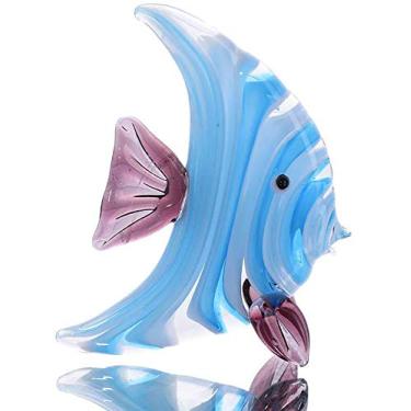 Imagem de Crystalsuncatcher HDCRYSTALGIFTS Estatuetas de vidro soprado de 6 cm arte murano peixe tropical vida marinha minituras artesanato figura animal para ornamento de aquário ou decorações de aquário