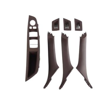 Imagem de Interior do carro maçaneta da porta interior painel puxar guarnição capa Compatível com bmw série 5 f10 f11 520i 523i 525i 528i 535i 7 peças conjunto(LHD-Mocha 7pcs)