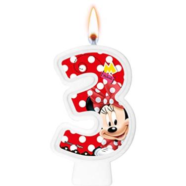 Imagem de Vela Numeral Red Minnie Numero 3 01 Un.